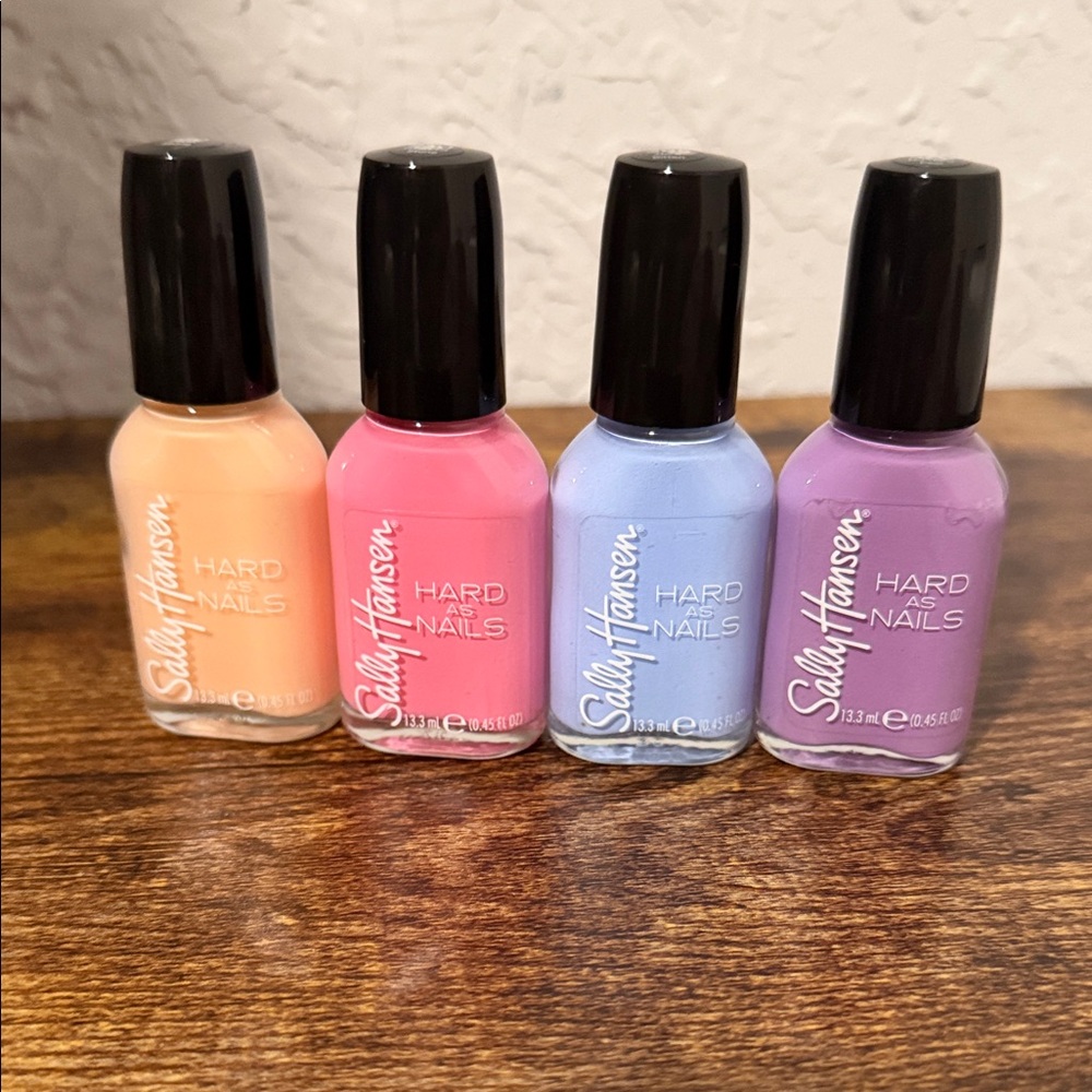 Sally Hansen Hard as Nails Pastel Nail Polish Set - Peach, Pink, Blue, Purple